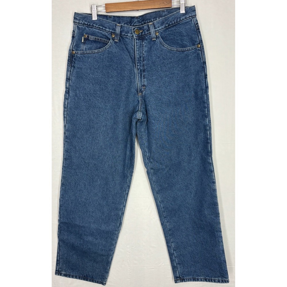 L.L.Bean Straight Jeans Mens Blue Denim Double L Relaxed Fit Flannel Lined 32x30
